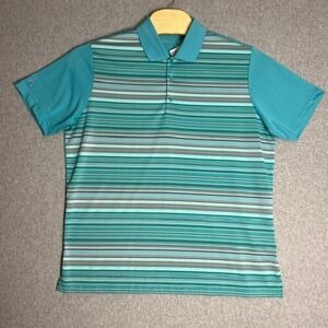 NWT Antigua Men's Turquoise/Blue/Green Striped Golf‎ Polo Shirt Size X-Large